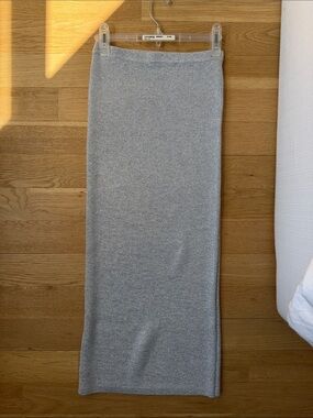 Silver Shimmery Knit Maxi Skirt